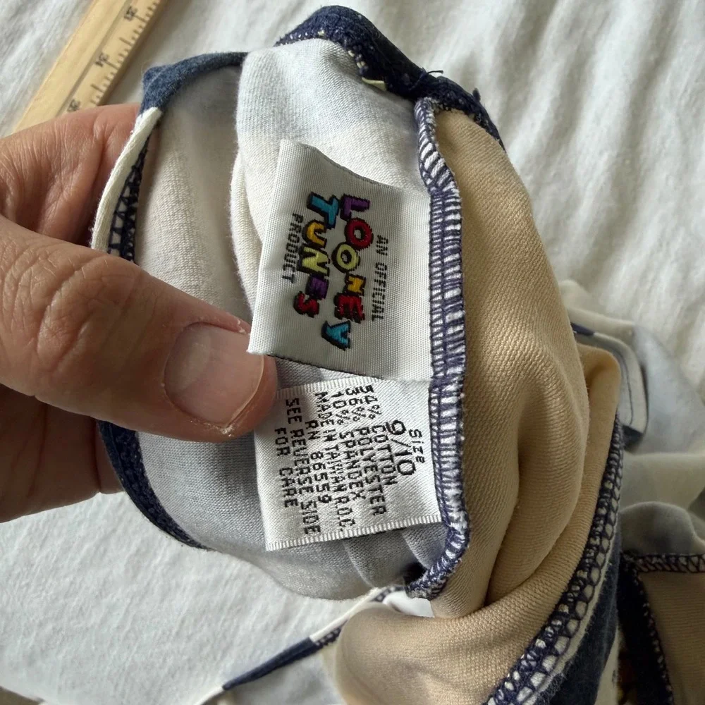 Vintage 1994‎ Looney Tunes Tweety Bird One Piece Swimsuit Navy White 9/10